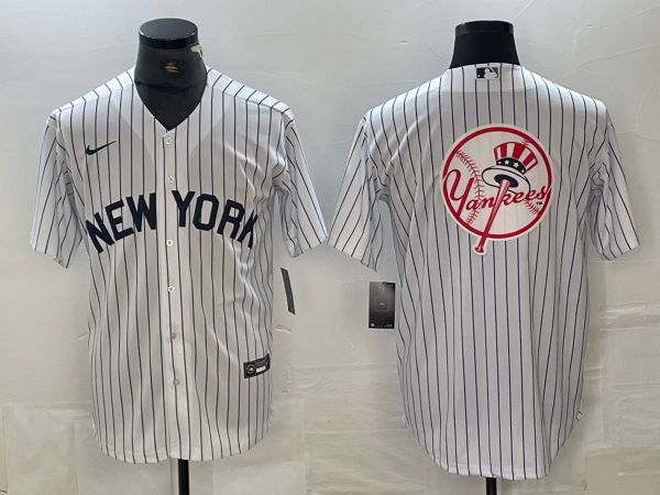 Men New York Yankees Blank White Stripe Game Nike 2024 MLB Jersey style 8